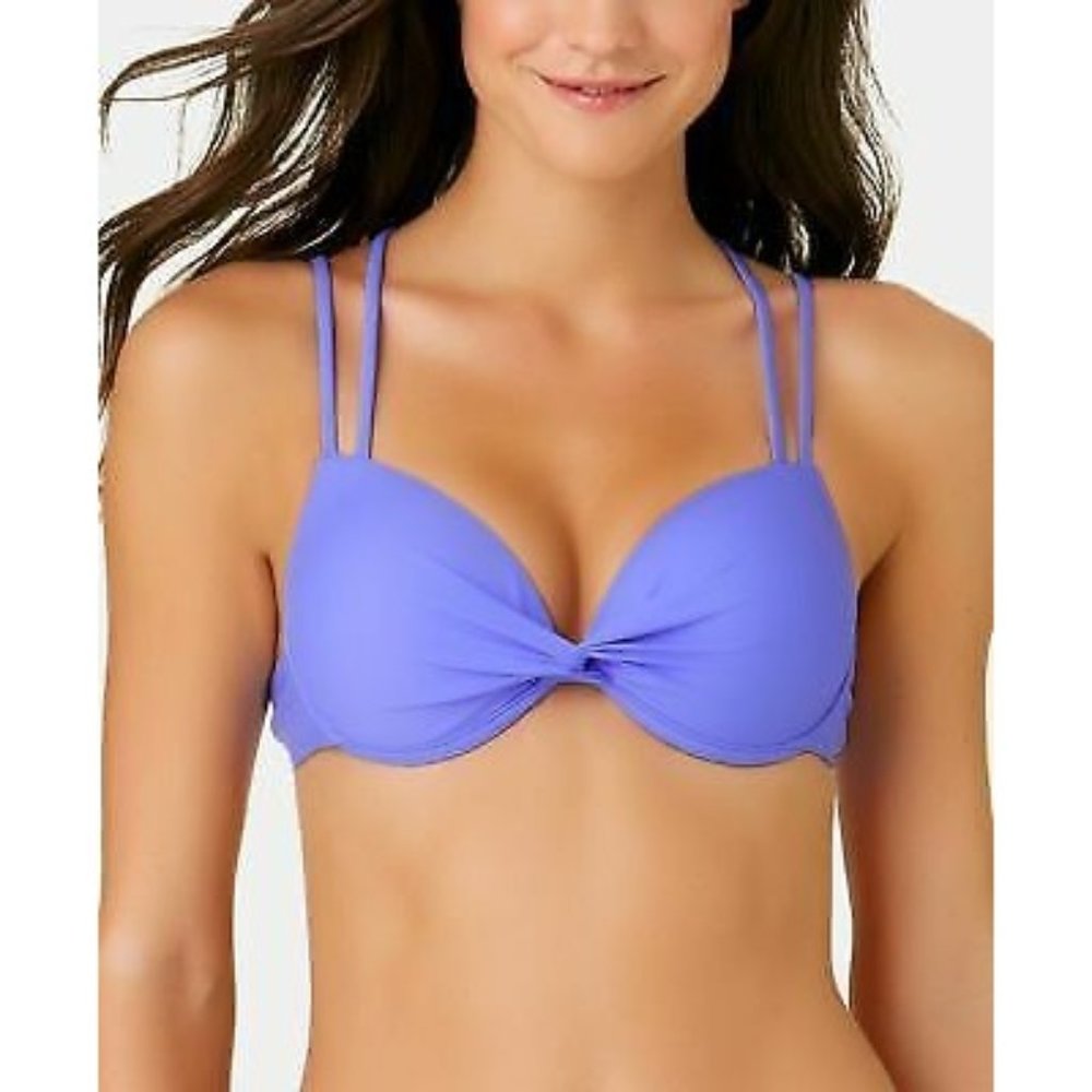 CALIFORNIA WAVES - Junior's Strappy Push-Up Bikini‎ Top, Light Blue, XS, NWT
